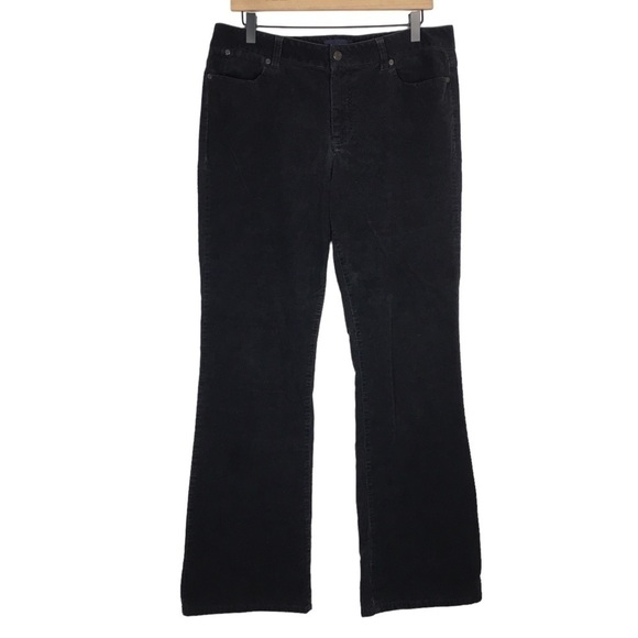 TALBOTS Corduroy Pants Curvy Fit Ribbed Stretch Straight Leg Black Wash Size 12 - Picture 1 of 11